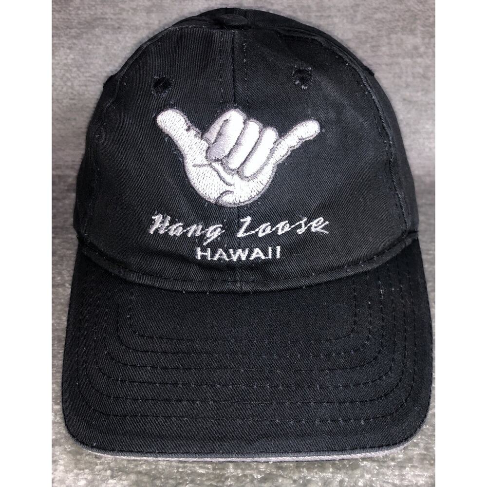 Surfware Hang Loose Hawaii Hat Black Adjustable Strap Hat Cap